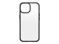 OtterBox React Series - Coque de protection pour téléphone portable - polycarbonate, caoutchouc synthétique - cristal noir (incolore/noir) - pour Apple iPhone 15 77-92802