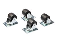 StarTech.com Heavy Duty Casters for Server Racks/Cabinets, Set of 4 Universal M6 2-inch Swivel Caster Kit, 45x75mm Pattern, Replacement Caster Wheels for 4 Post Racks, Steel/Plastic - 4-Pack Rolling Caster Kit (RKCASTER2) - Kit de roulettes pour rack - noir, argent RKCASTER2